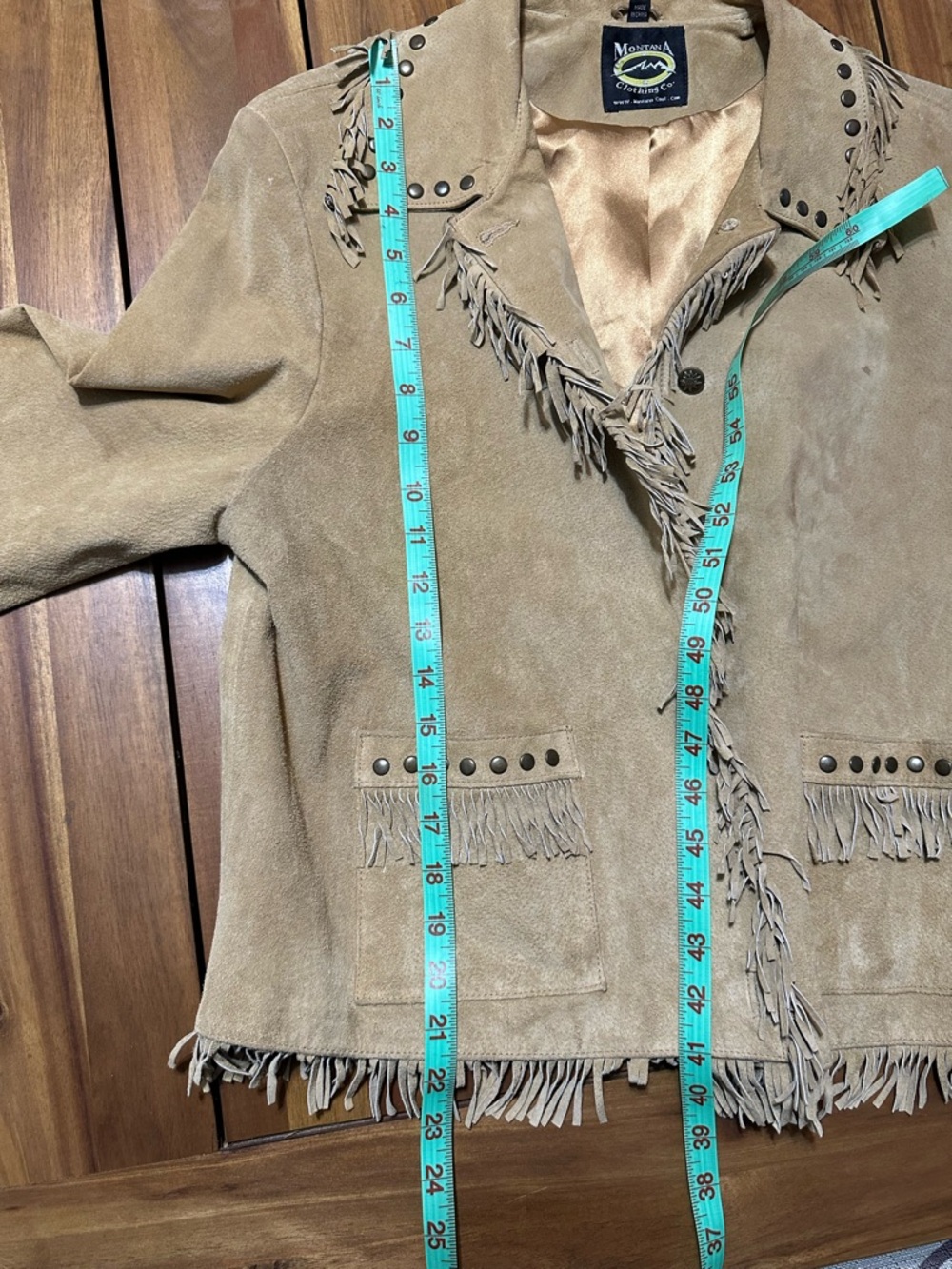 Boho Tan Suede Fringe & Stud Western Leather Jacket - Picture 7 of 9